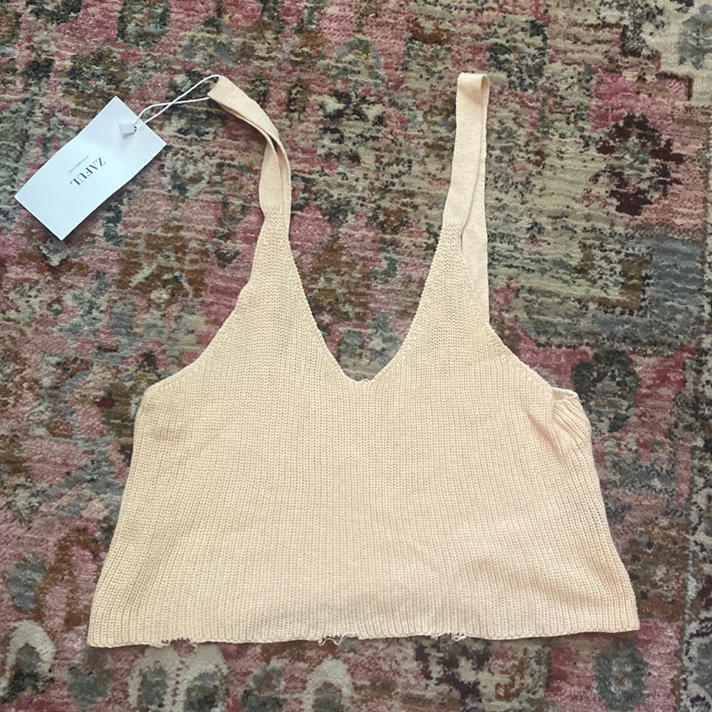 Zaful cream knitted crop top-size medium